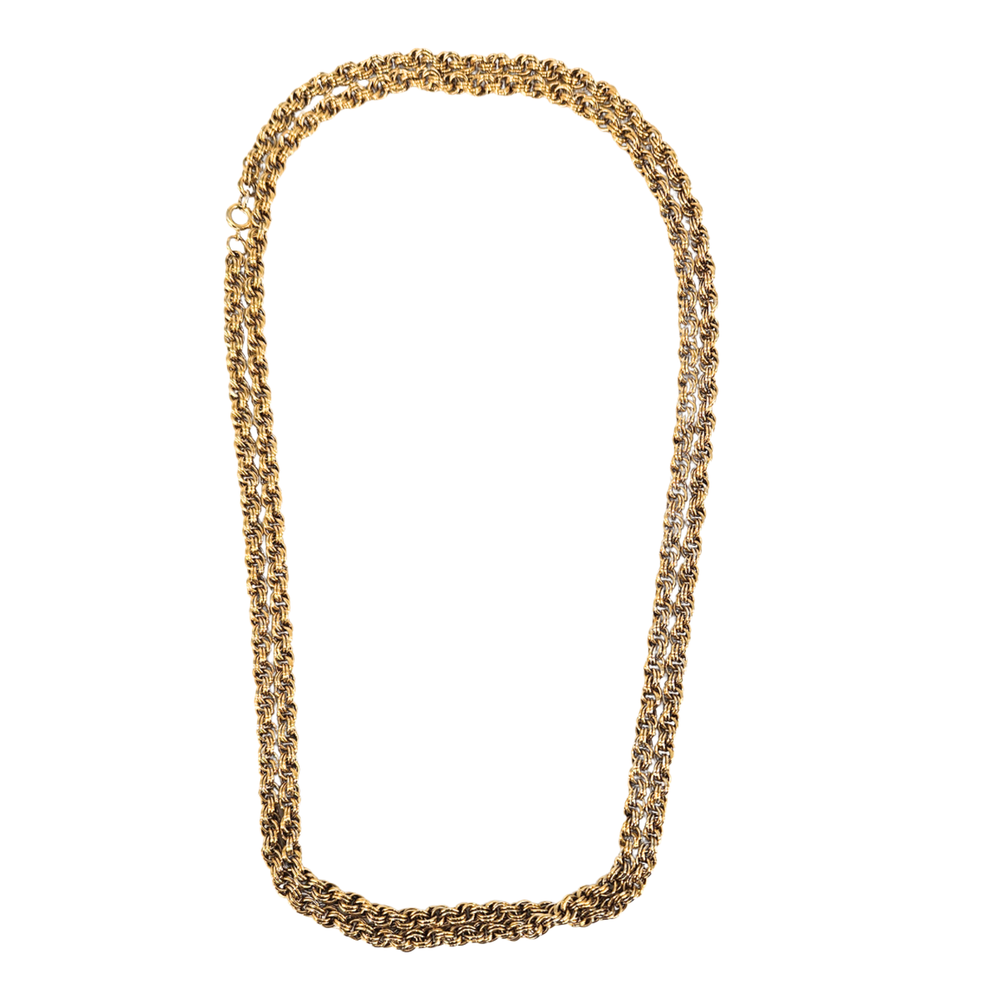 Gold long-link chain necklace with oval links
