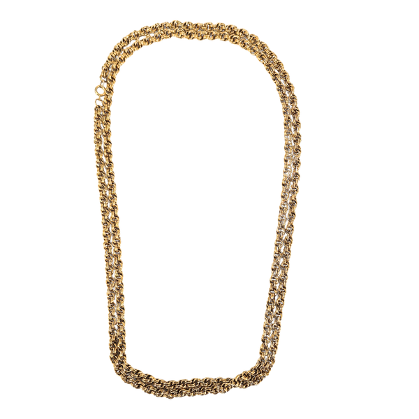 Gold long-link chain necklace with oval links