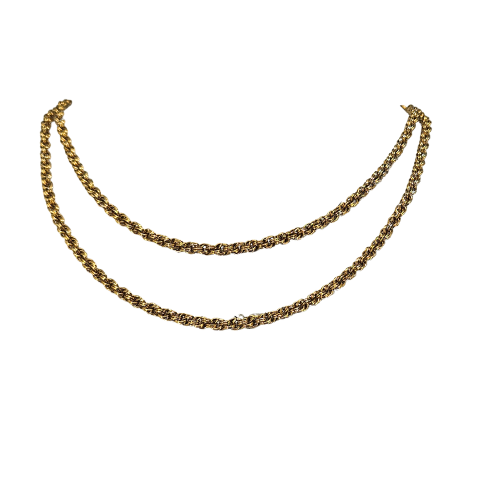 Gold long-link chain necklace with oval links