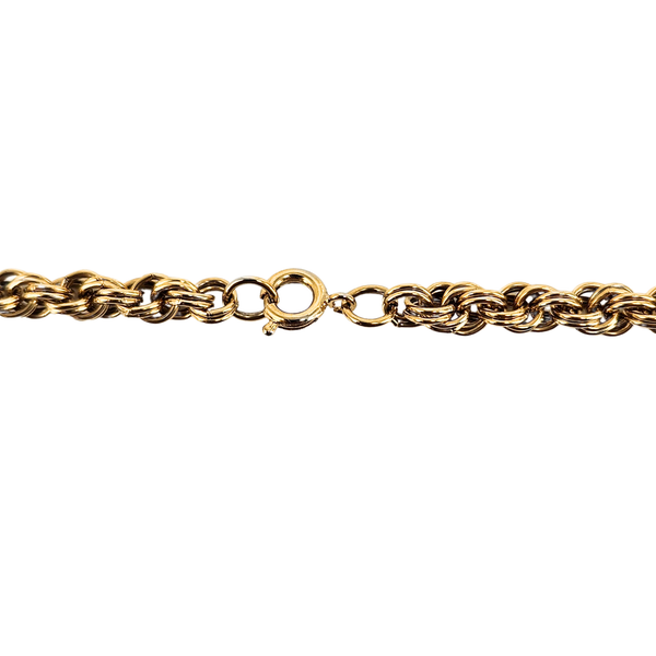 Gold long-link chain necklace clasp with round ring connector
