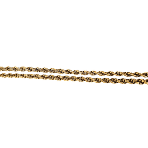 Gold long-link chain necklace, braided oval link detail