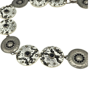 Vintage Faux Snakeskin Circle Metal Adjustable Belt
