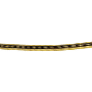 Gold-tone stretch snake belt, ribbed metal band with smooth ends