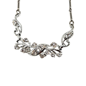 Rhinestone vine collar necklace featuring leaf-and-flower motifs along the front.