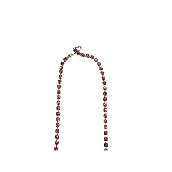 Pink rhinestone choker with adjustable hook and long end links