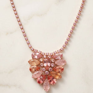 Pink rhinestone choker with clustered marquise and teardrop flower centerpiece