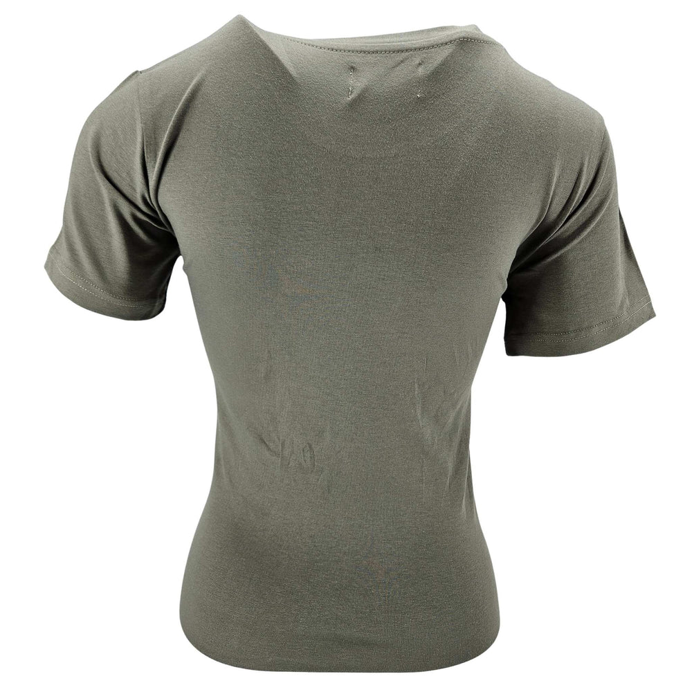 Khaki/copper star graphic T-shirt, short sleeves, crew neck