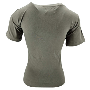 Khaki plain T-shirt, short sleeves, crew neck