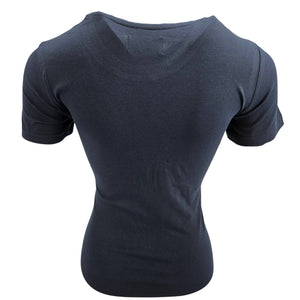 Navy crewneck T-shirt, short sleeves, plain back view