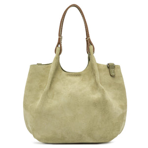 Light green leather mini hobo bag with two top handles