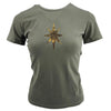 Khaki crewneck T-shirt with glittery star graphic on back
