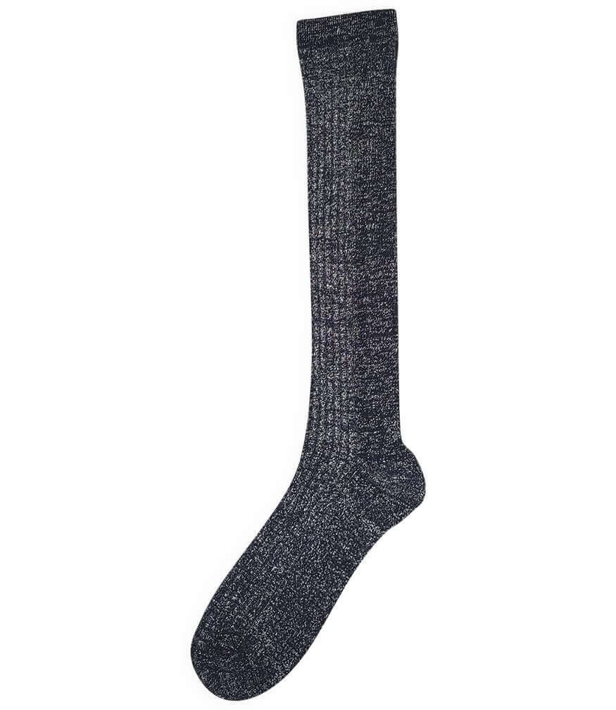 Women’s long dark-grey knit socks with heather texture