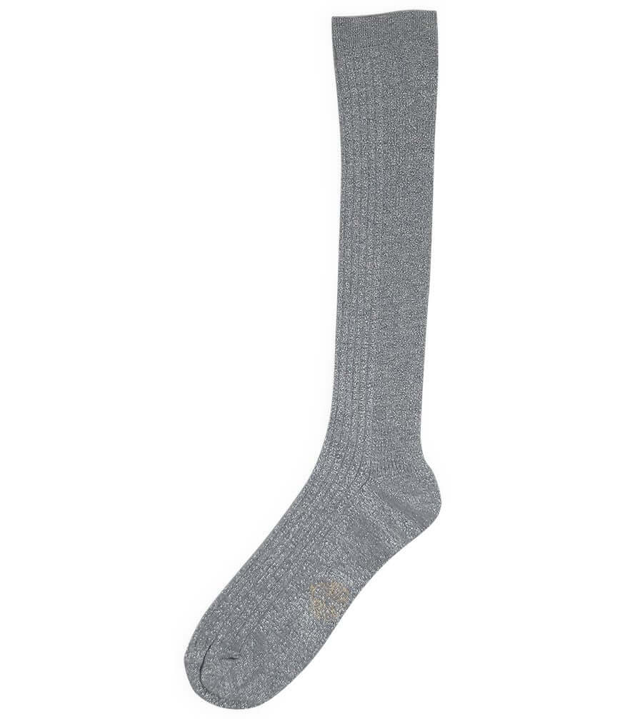 Women's long knit socks, pearl gray