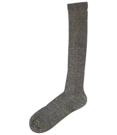 Long knit socks in dark gray with speckled texture