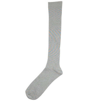 White long socks with ribbed knit texture