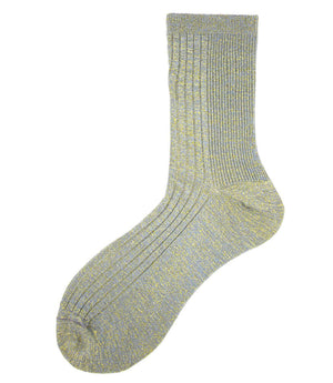 Alto Milano women’s short socks, light ice blue speckled knit with ribbed cuff.