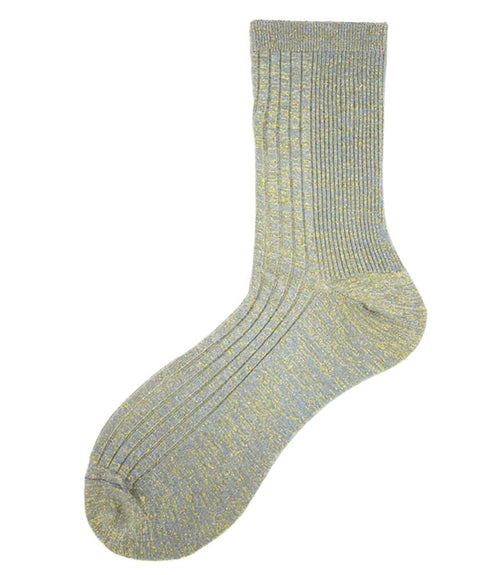 Alto Milano women’s short socks, light ice blue speckled knit with ribbed cuff.