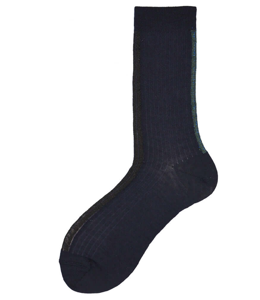 Navy short socks with ribbed knit ankle and cuff