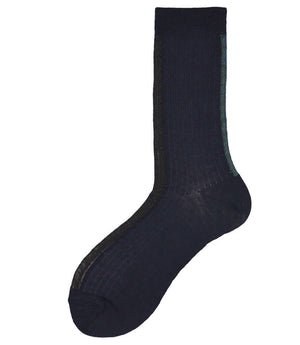 Navy short socks with ribbed knit ankle and cuff