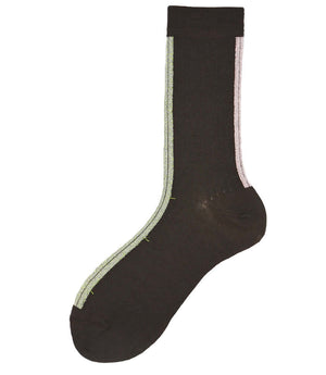 Brown short crew socks with ribbed cuff and cushioned foot