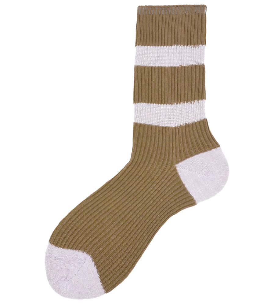 Alto Milano Midnight Aurora short socks in olive knit with white bands, light toe