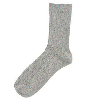 Light gray short knit socks with subtle multicolor speckled texture