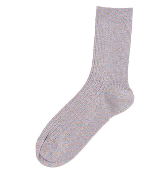 Alto Milano mauve heather short crew socks, ribbed knit cuff