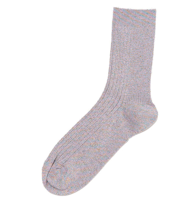 Alto Milano mauve heather short crew socks, ribbed knit cuff